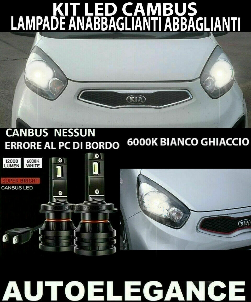 KIA PICANTO MK2 LED LOW BEAM HEADLIGHTS 16.000LM CAMBUS 0032