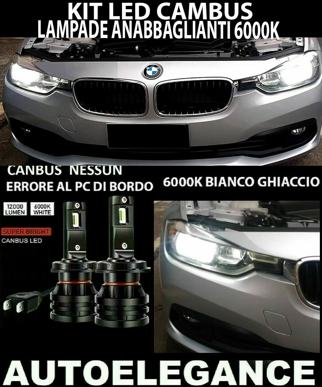 BMW SERIE 3 F30 F31 LAMPADE ANABBAGLIANTI LED 16.000LM CAMBUS 0032 AUTOELEGANCERICAMBI
