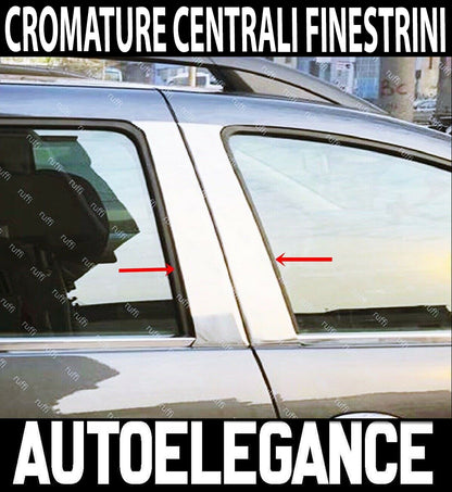 CORNICE FINESTRINI CROMATA DACIA DUSTER 2010-2018 MODANATURE CENTRALI INOX 6PZ AUTOELEGANCERICAMBI