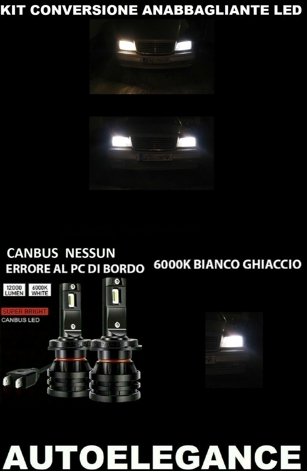 MERCEDES C-CLASS W202 LED LOW BEAM LAMPS 16.000LM CAMBUS 0032