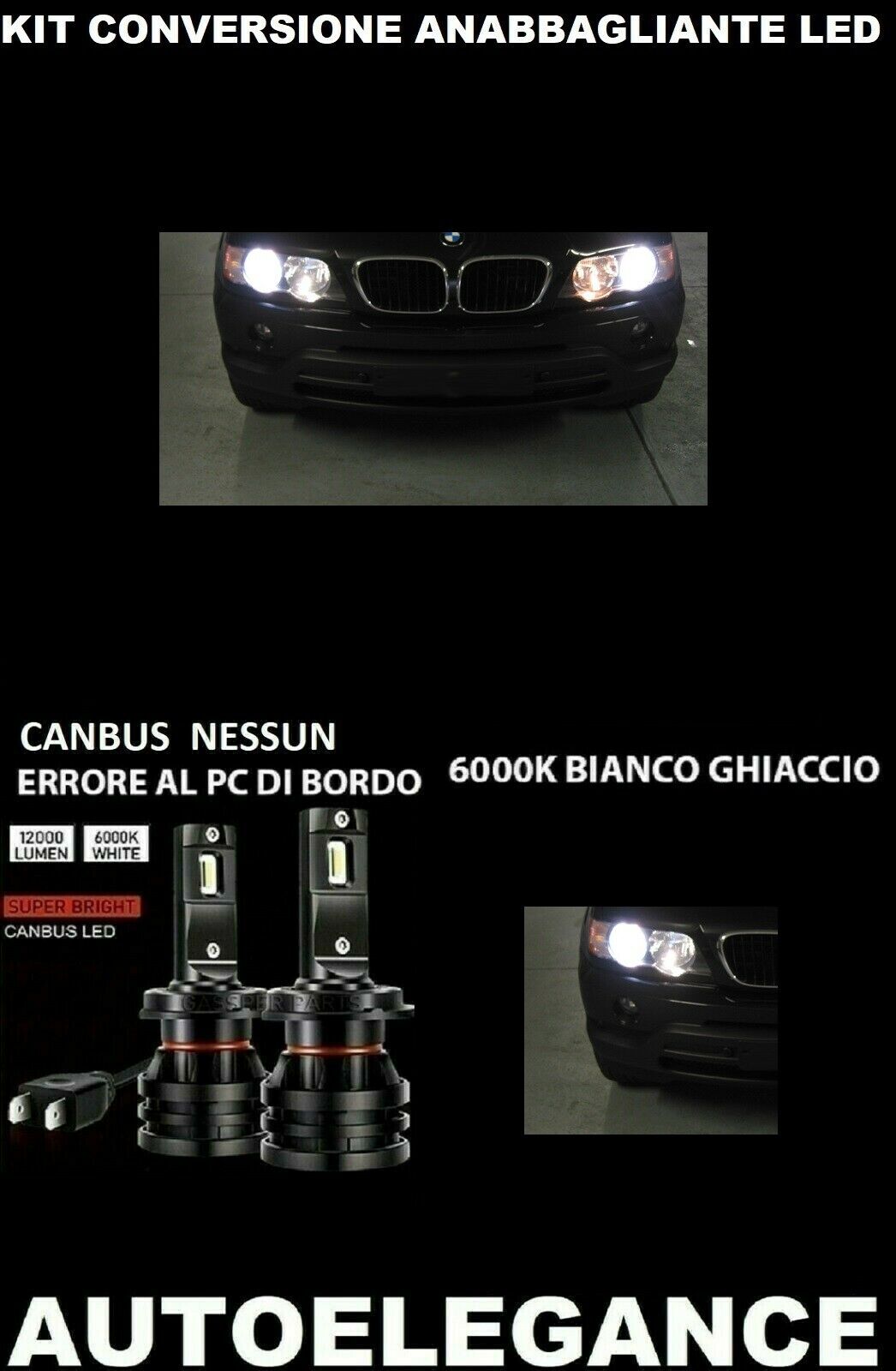 BMW X5 E53 LAMPADE ANABBAGLIANTI LED 16.000LM CAMBUS 0032 AUTOELEGANCERICAMBI