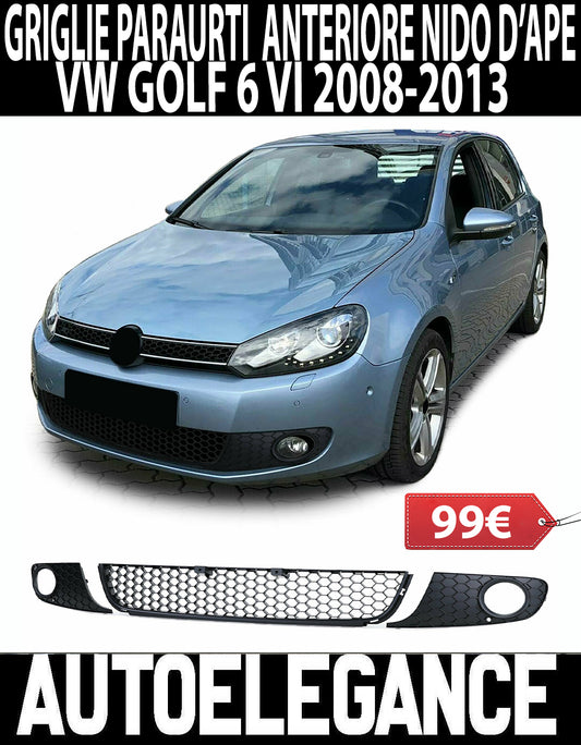 VW GOLF 6 2008-2013 GRIGLIE INFERIORI PARAURTI ANTERIORE LOOK GTI ABS NERO