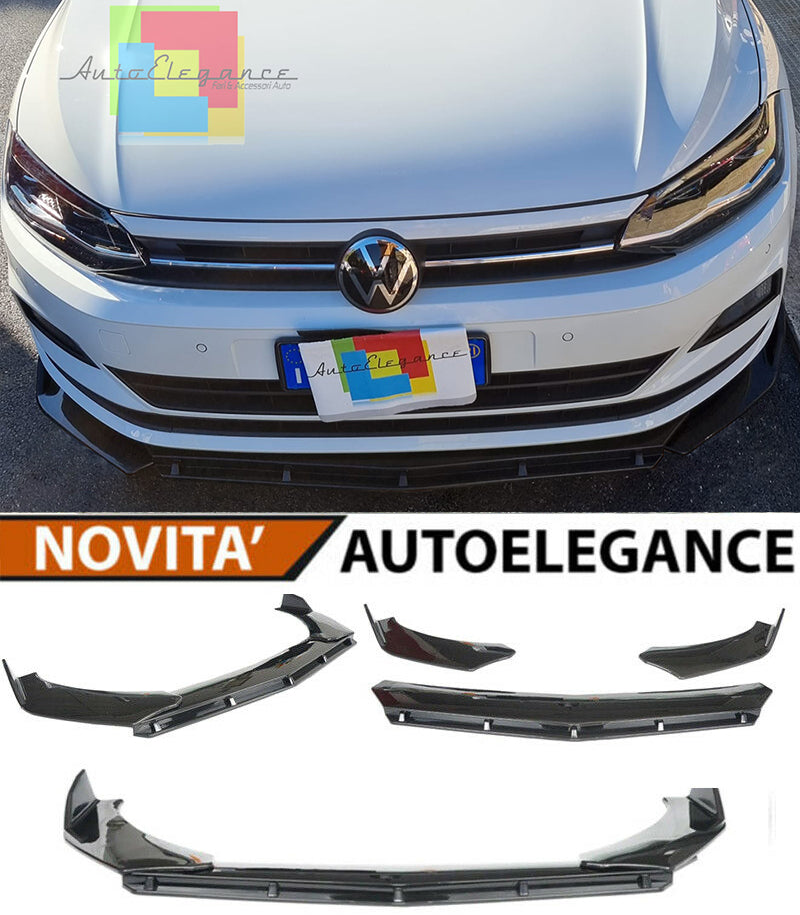 VW POLO AW1 LIP SPOILER FRONT BUMPER SPORT GLOSS BLACK SPLITTER