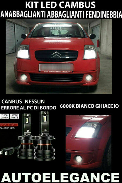 CITROEN C2 ANABBAGLIANTI ABBAGLIANTI FENDINEBBIA LED 16.000LM CANBUS 0032 AUTOELEGANCERICAMBI