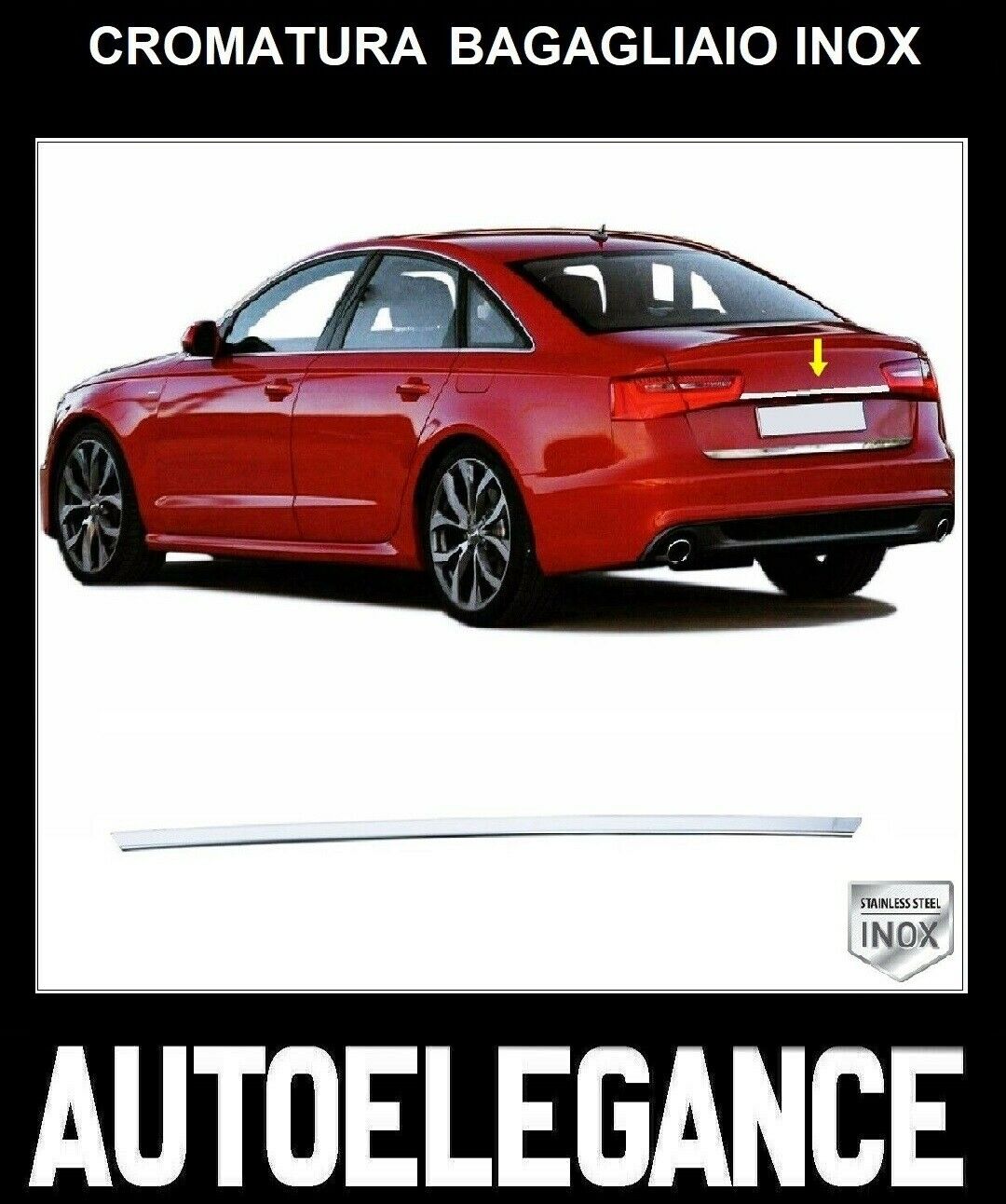 CROMATURA BAGAGLIAIO SUPERIORE AUDI A6 C7 2010-2018 ACCIAIO INOX ADESIVO 0032 AUTOELEGANCERICAMBI