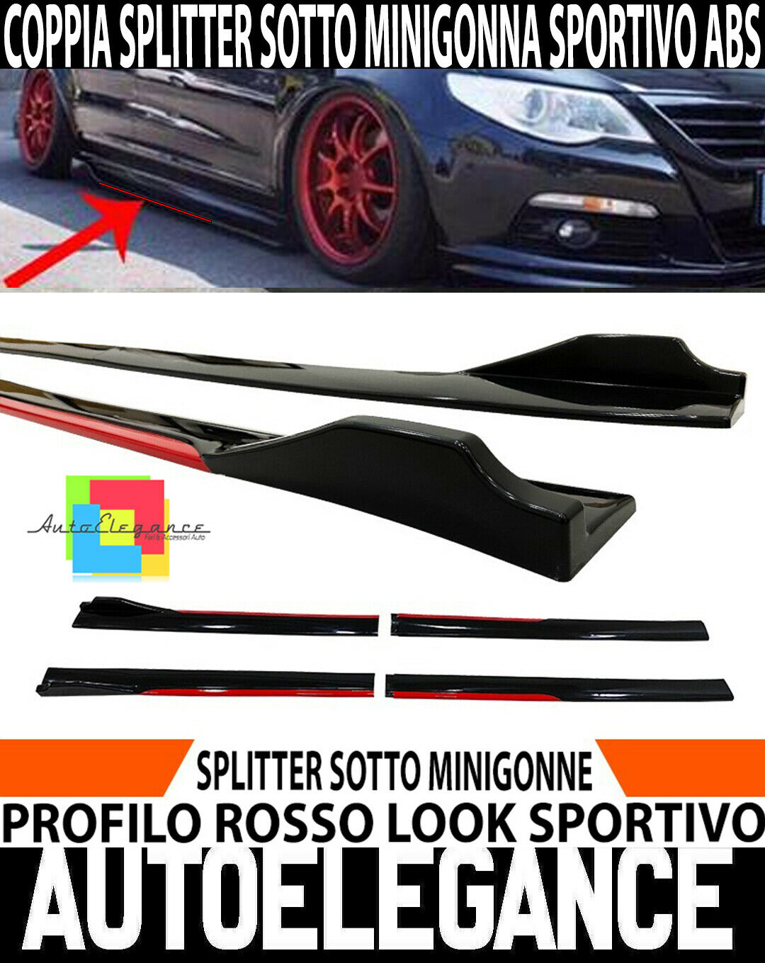 VW PASSAT GOLF 6 7 8 POLO PAIR SPLITTER UNDER SIDE SKIRTS SPORTS SILLS GTI