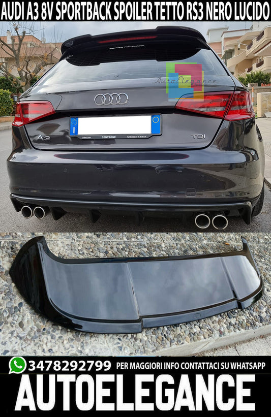 SPOILER POSTERIORE TETTO AUDI A3 8V SPORTBACK 2012-2018 NERO LUCIDO RS3