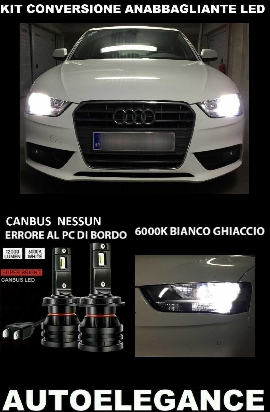 AUDI A4 B8.5 ANABBAGLIANTE LED 16.000LM CAMBUS - AT 0032 AUTOELEGANCERICAMBI