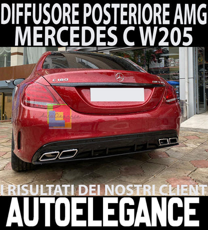 MERCEDES CLASSE W205 2014-2020 DIFFUSORE + TERMINALI SOTTO PARAURTI LOOK AMG