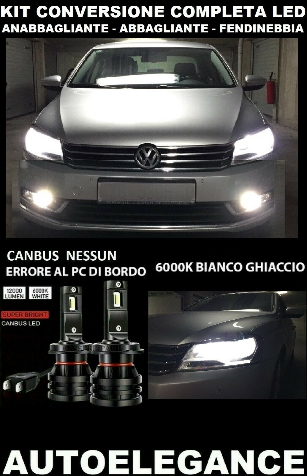 VW PASSAT B7 KIT LOW BEAM HIGH BEAM FOG LIGHT LED 16.000LM CAMBUS 0032