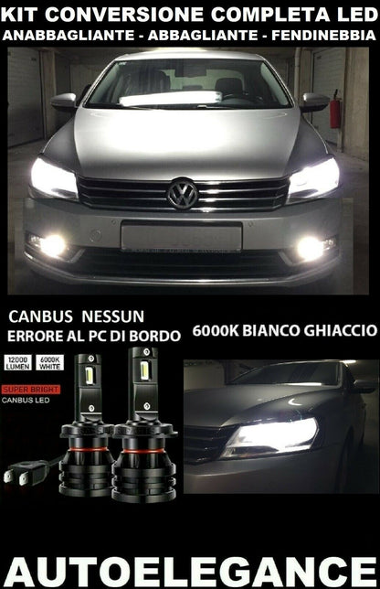 VW PASSAT B7 KIT LOW BEAM HIGH BEAM FOG LIGHT LED 16.000LM CAMBUS 0032