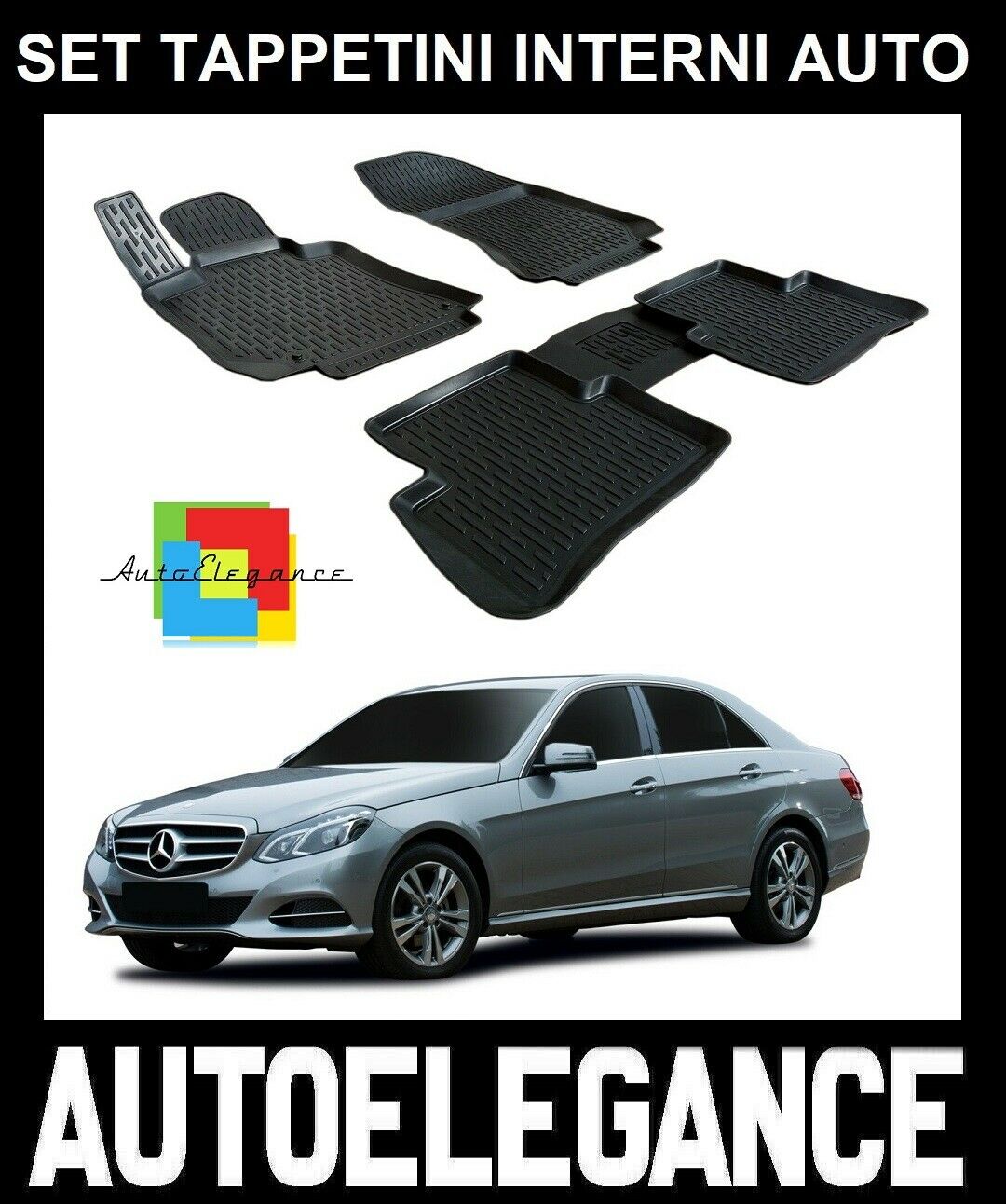 SET OF CUSTOM RUBBER CAR INTERIOR MATS FOR MERCEDES E-CLASS W212 0032