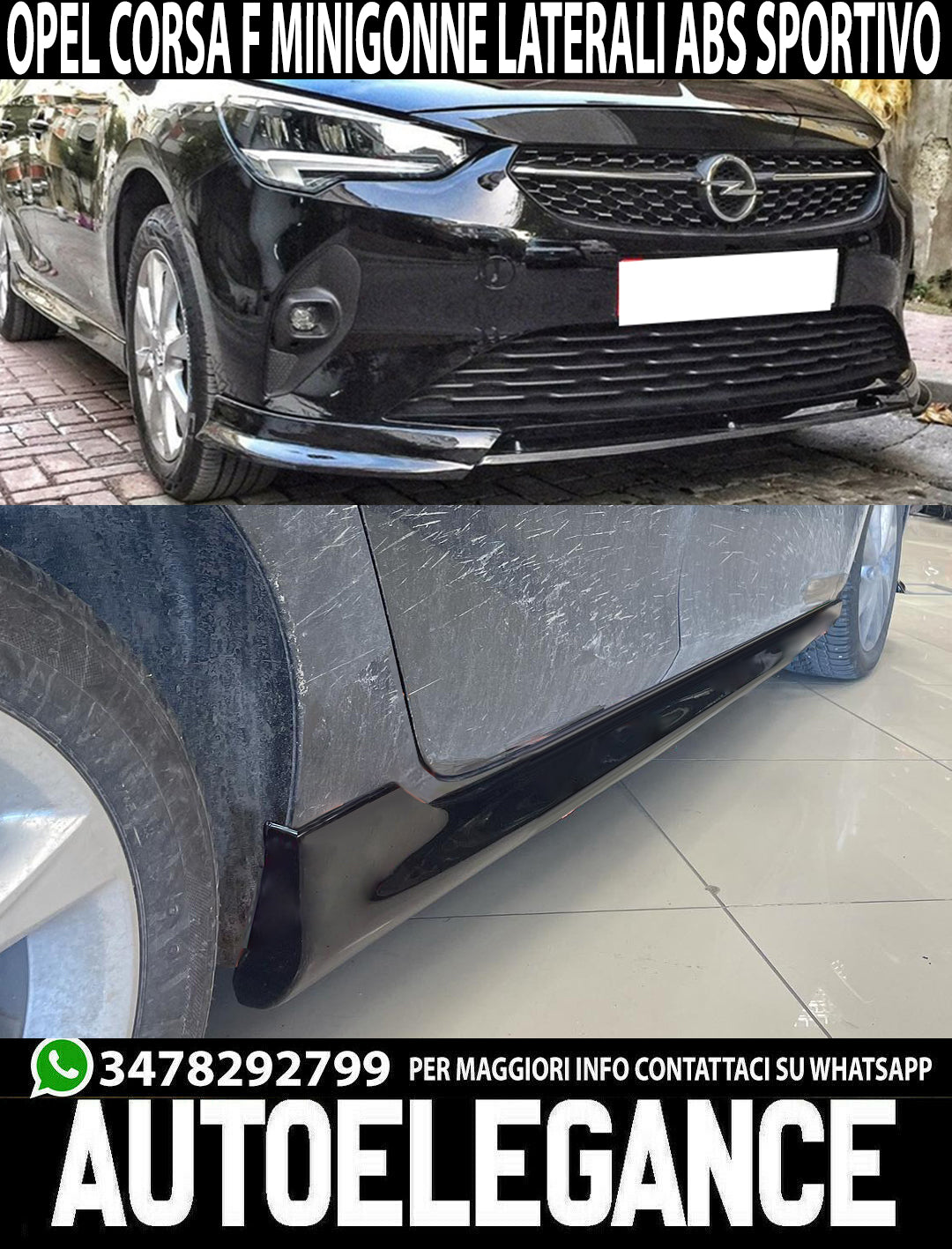 SIDE SKIRTS OPC LOOK FOR OPEL CORSA F 2019+ UNDER DOOR ABS