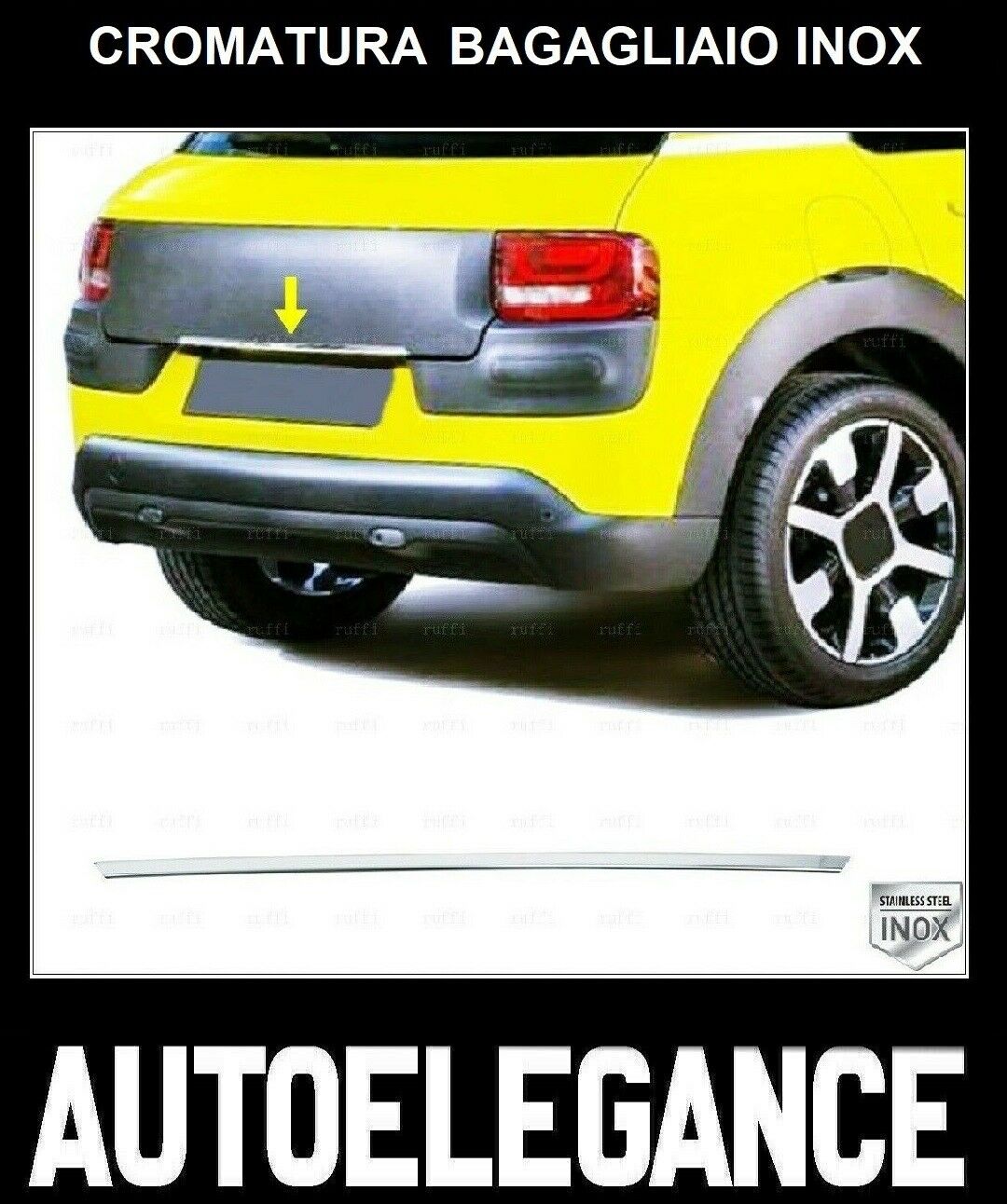 CROMATURA TRIM BAGAGLIAIO CITROEN C4 CACTUS 2014-2 ACCIAIO INOX ADESIVO 0032 AUTOELEGANCERICAMBI