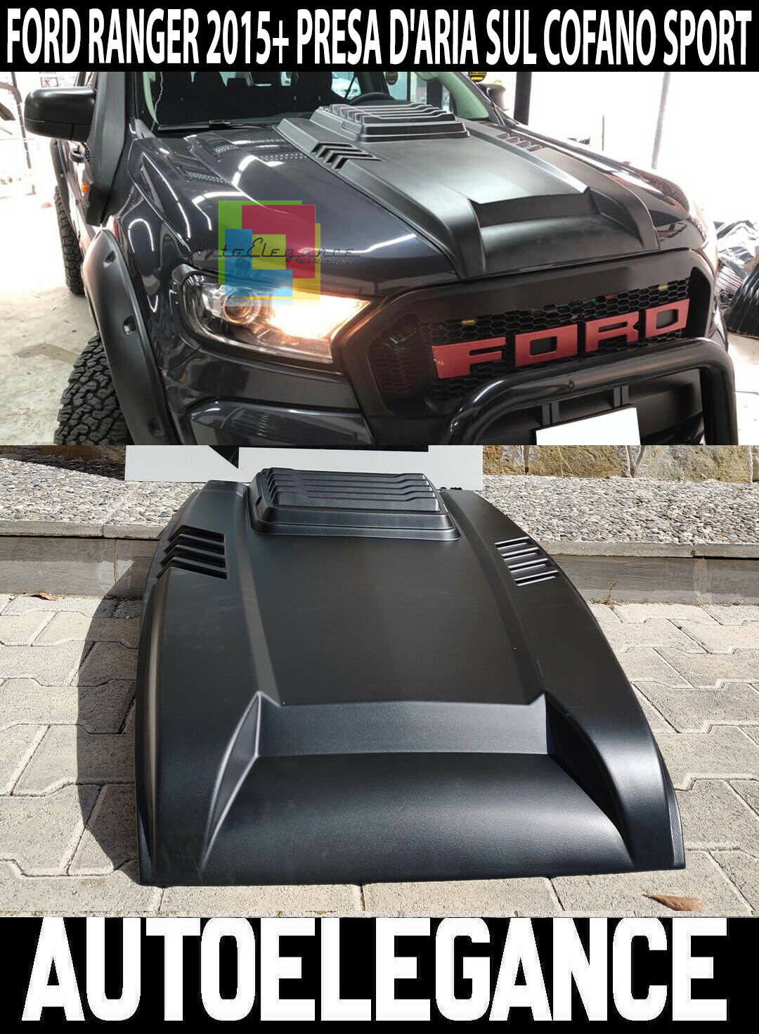 FORD RANGER 2016+ SPORTY LOOK HOOD VENT - ABS