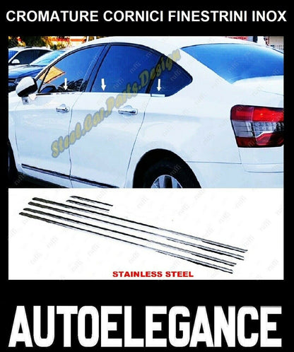CROMATURA CORNICI FINESTRINI 6PZ CITROEN C5 MK3 2008+ INOX ADESIVO 0032 AUTOELEGANCERICAMBI