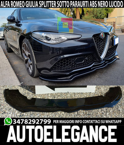 SPLITTER ALFA ROMEO GIULIA VELOCE 2015+ FRONT BUMPER SPOILER BLADE ABS GLOSSY BLACK