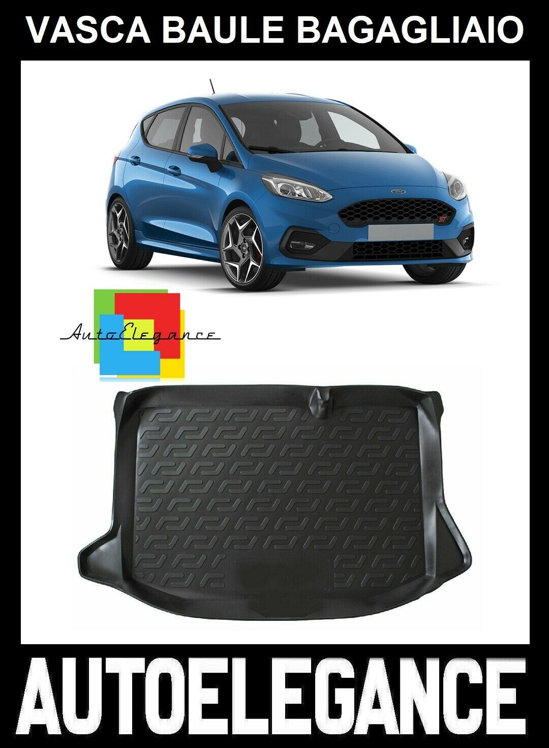 VASCA BAULE BAGAGLIAIO TAPPETO GOMMA SUPERGRIP FORD FIESTA VI 2008-2017 0032