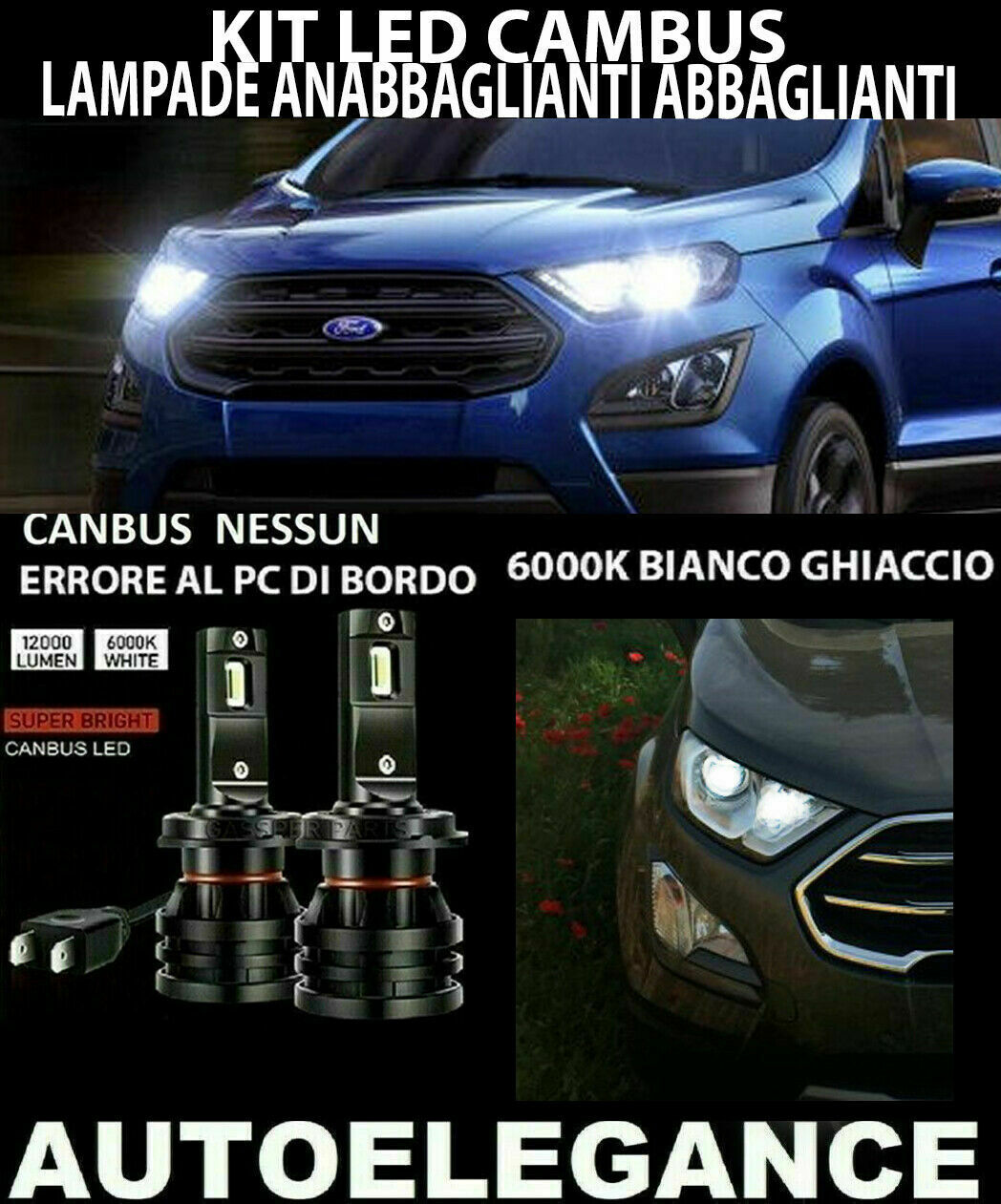 FORD ECOSPORT MK2 LED LOW BEAM HEADLIGHTS 16,000LM CAMBUS 0032