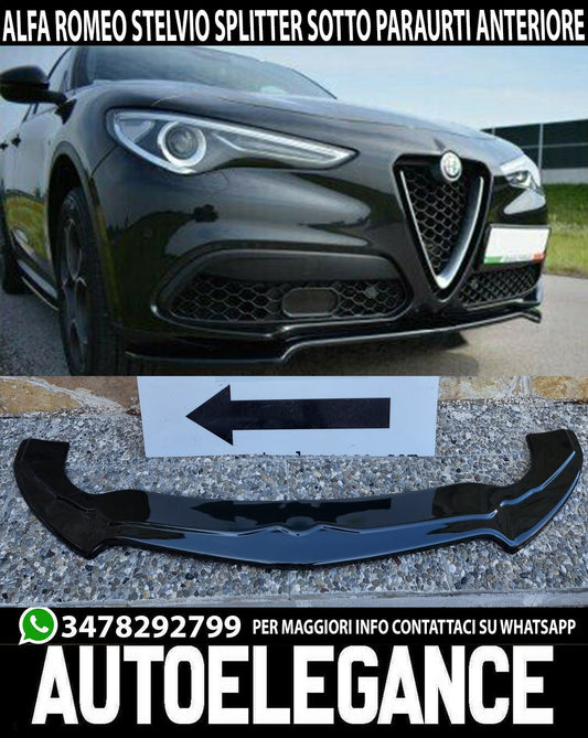 SPLITTER ALFA ROMEO STELVIO LIP UNDER FRONT BUMPER BLADE GLOSSY BLACK
