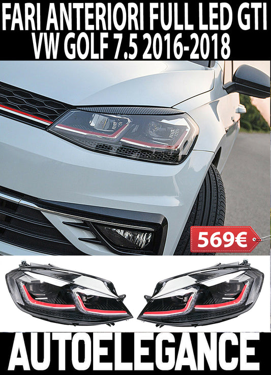 VW GOLF 7.5 2016-2019 FARI ANTERIORI GTI SPORTIVI DIURNA LED FRECCIA DINAMICA