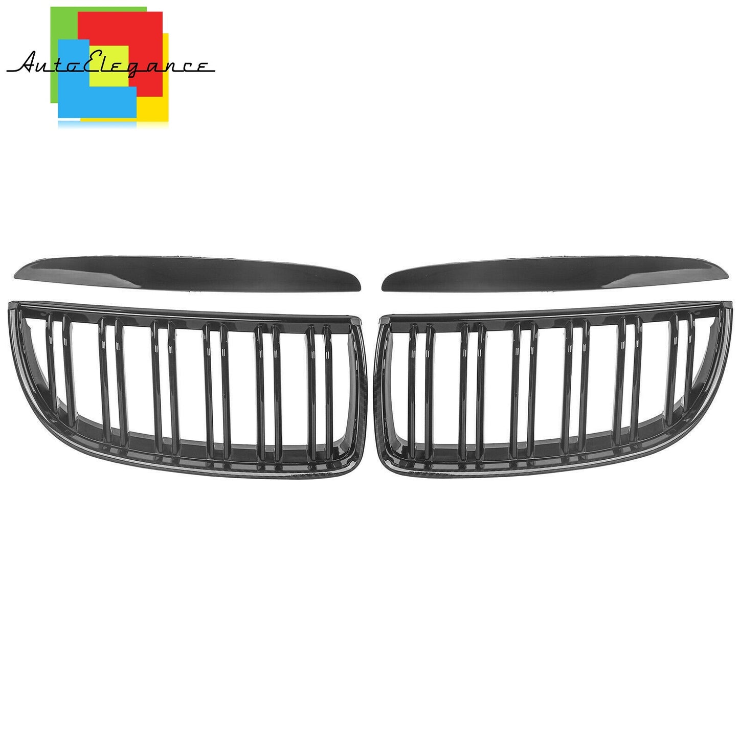 FRONT MUSTACHE GRILLE 3 SERIES E90 E91 UP TO 2008 GLOSSY CARBON LOOK DOUBLE KIDNEY NEWS