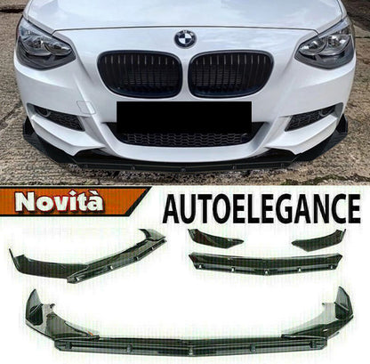 BMW SERIE 1 F20 F21 11-14 SPLITTER PARAURTI ANTERIORE NERO LUCIDO LOOK M1 AUTOELEGANCERICAMBI