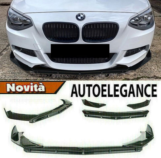 BMW SERIE 1 F20 F21 11-14 SPLITTER PARAURTI ANTERIORE NERO LUCIDO LOOK M1 AUTOELEGANCERICAMBI