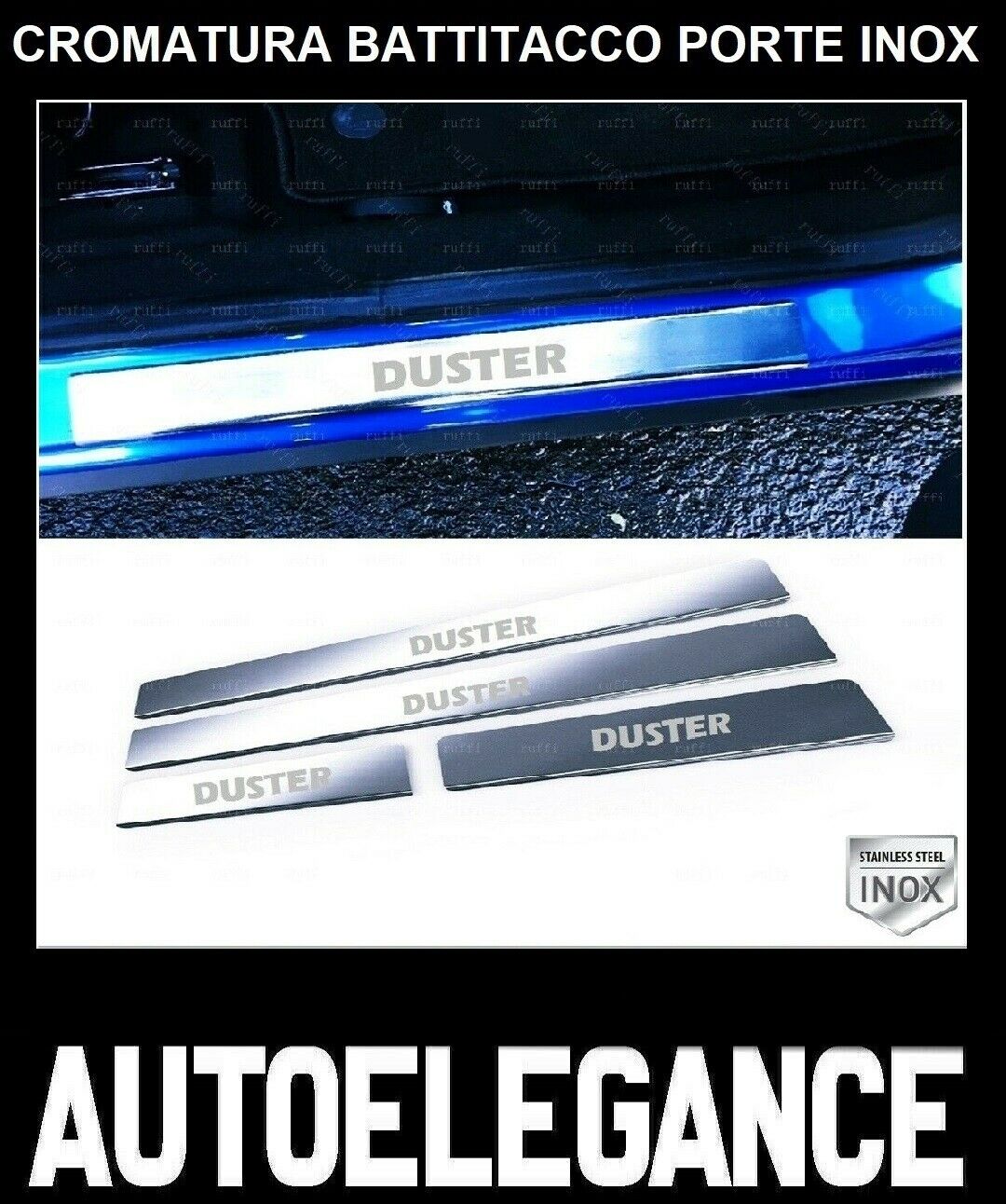 CROMATURA BATTITACCO PORTE DACIA DUSTER 2010-2017 ACCIAIO INOX ADESIVO 0032 AUTOELEGANCERICAMBI