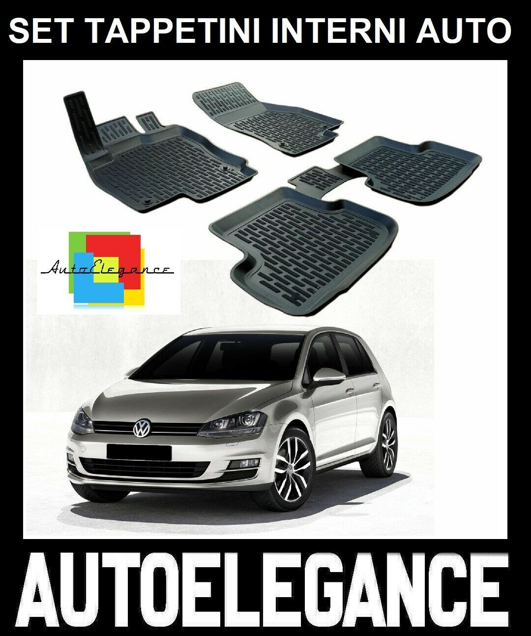 SET OF CUSTOM RUBBER CAR INTERIOR MATS VW GOLF VII 7 2012-2019 0032