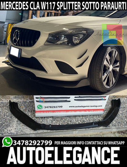 UNDER BUMPER MERCEDES CLA W117 X117 FRONT SPLITTER ABS BLADE GLOSSY BLACK