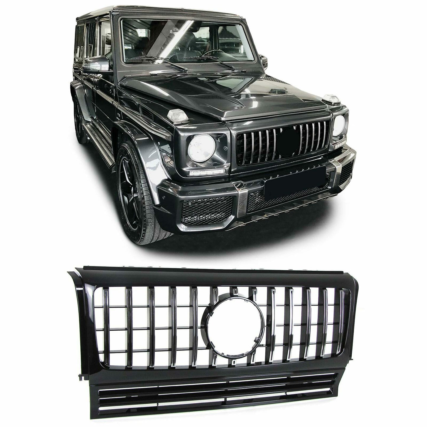 GRIGLIA ANTERIORE PROFILI CROMATI MERCEDES G W463 1990-2014 MASCHERINA AMG