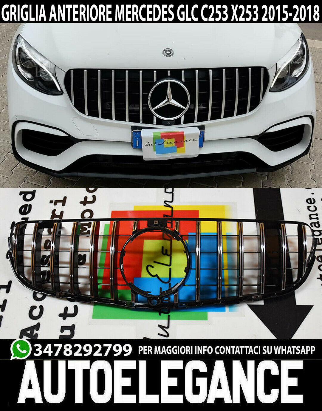 GRIGLIA ANTERIORE MERCEDES GLC C253 X253 2015-2018 PROFILI SATINATI MASCHERINA -