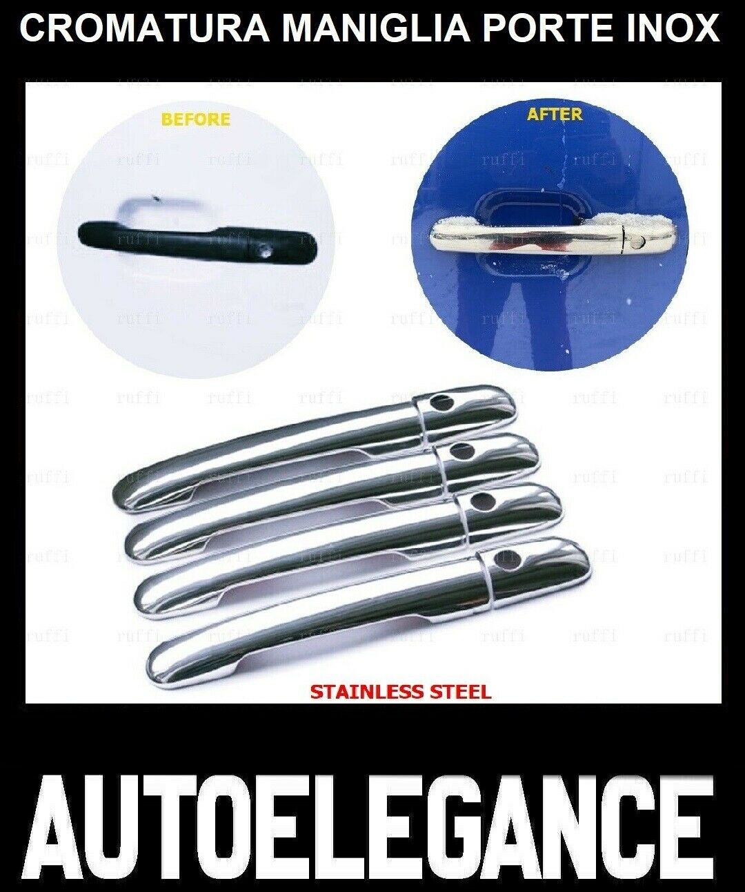 CROMATURA MANIGLIE 4 PORTE MERCEDES VITO W638 1996-2003 INOX ADESIVO 0032 AUTOELEGANCERICAMBI
