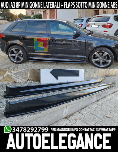SIDE SKIRTS + FLAPS UNDER SKIRTS FOR AUDI A3 8P SPORTBACK ABS