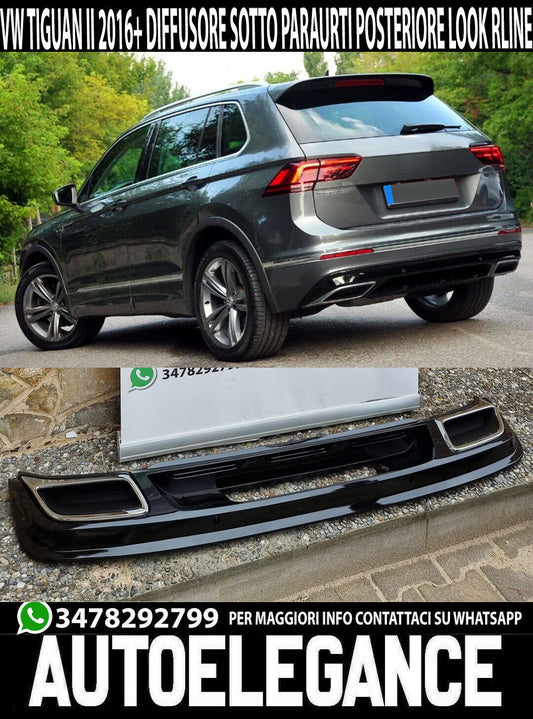 VW TIGUAN II 2016+ DIFFUSORE SOTTO PARAURTI POSTERIORE LOOK RLINE IN ABS
