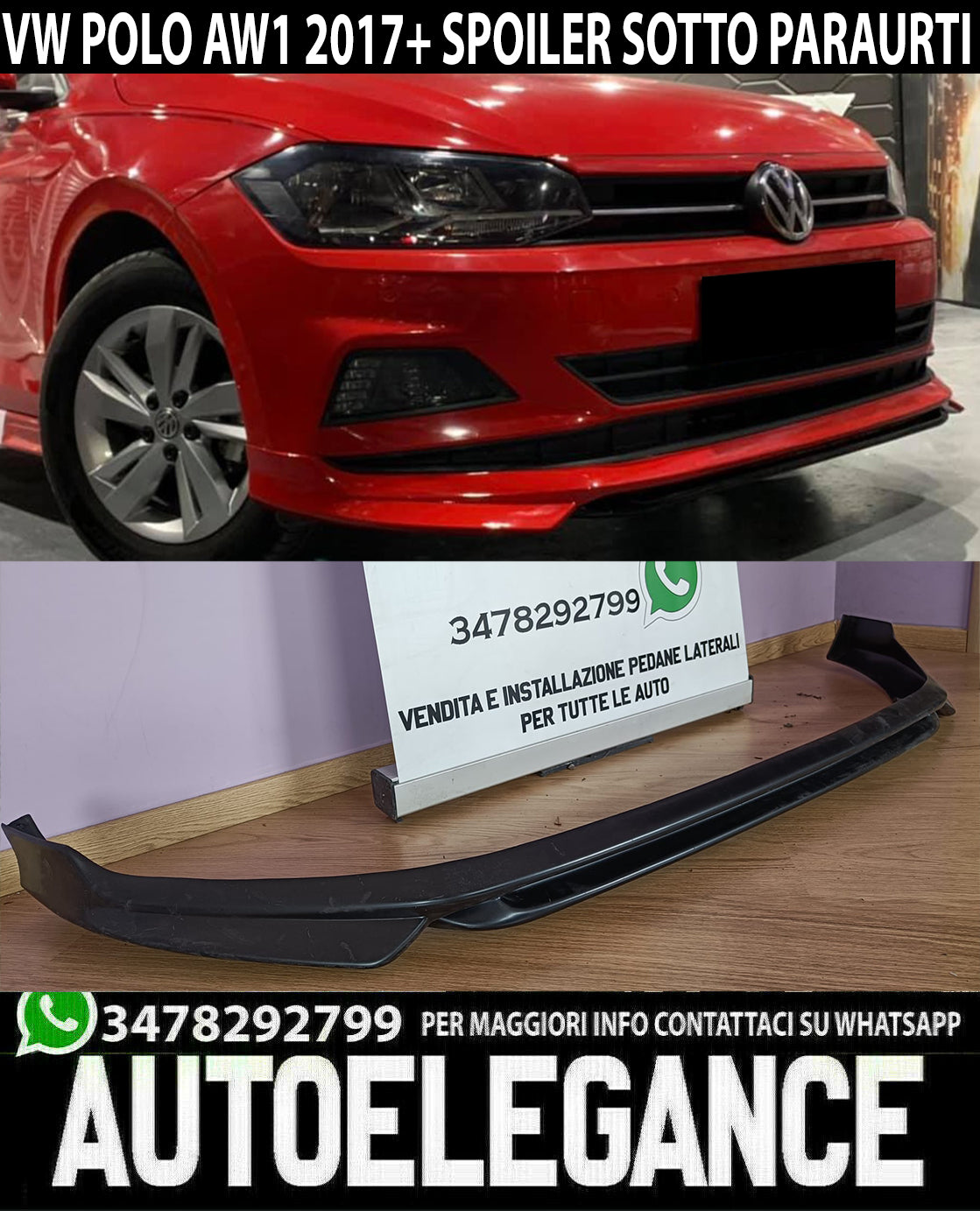 VW POLO AW1 2017+ FRONT BUMPER SPOILER ABS SPORT LOOK R 0262