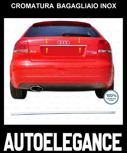 CROMATURA BAGAGLIAIO SUPERIORE AUDI A3 8P 2003-2012 ACCIAIO INOX ADESIVO 0032 AUTOELEGANCERICAMBI