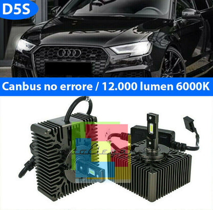 AUDI A3 8V Dal 2017+ COPPIA LAMPADE LED D5S 6000K 12.000LUMEN BIXENON AUTOELEGANCERICAMBI