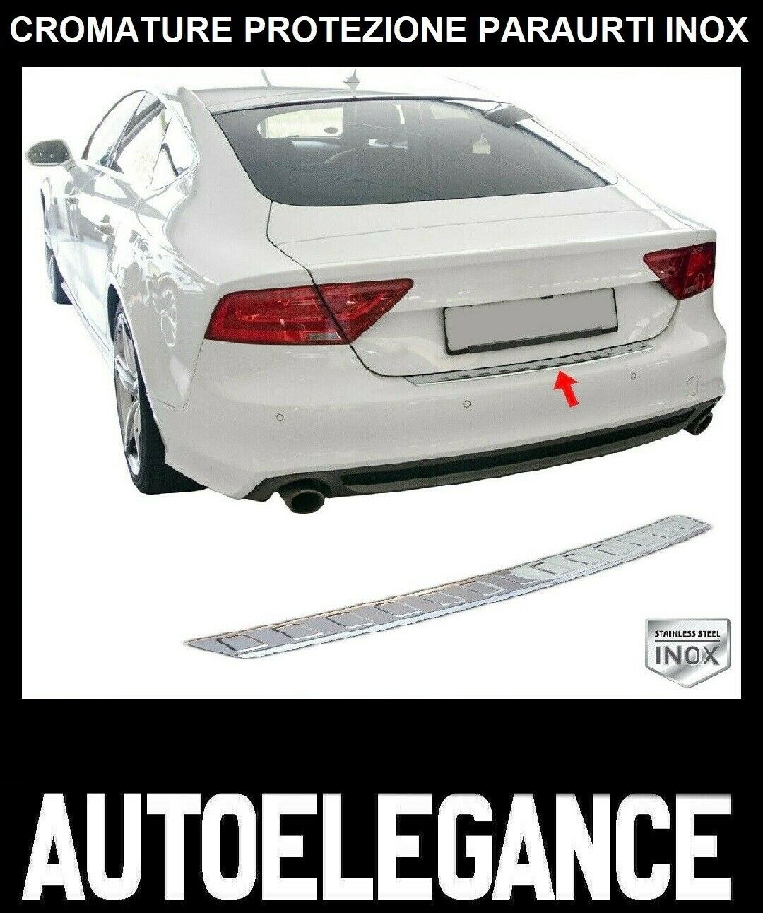 CROMATURA PROTEZIONE PARAURTI POSTERIORE AUDI A7 4G 2010-2017 INOX ADESIVO 0032 AUTOELEGANCERICAMBI