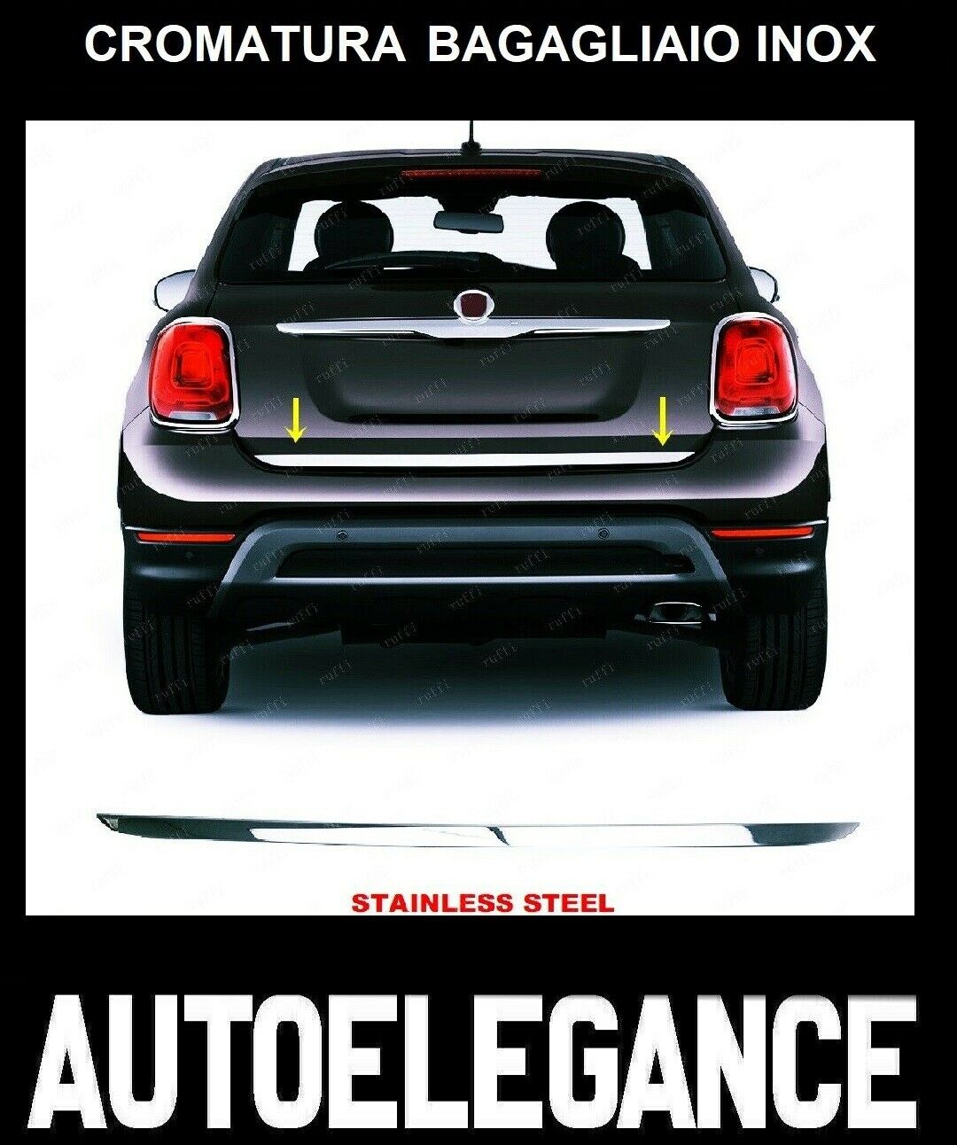 CROMATURA SOTTO BAGAGLIAIO FIAT 500X 2014+ ACCIAIO INOX ADESIVO 0032 AUTOELEGANCERICAMBI