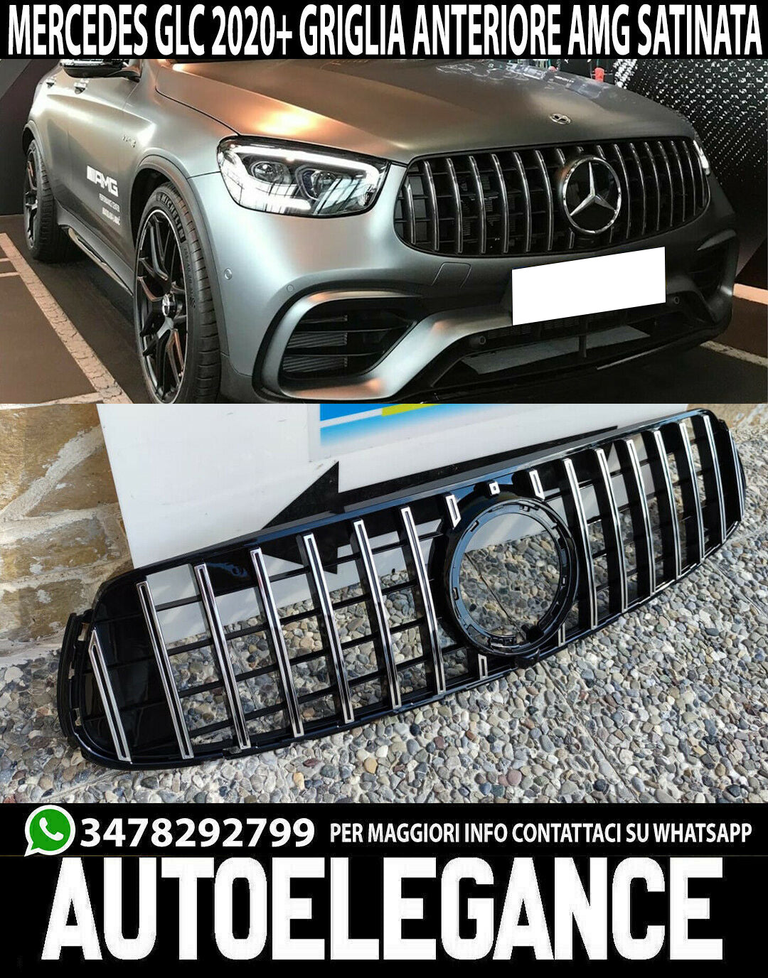 GRIGLIA ANTERIORE PER MERCEDES GLC C253 X253 AMG 2019+ PROFILI CROMATI 0056