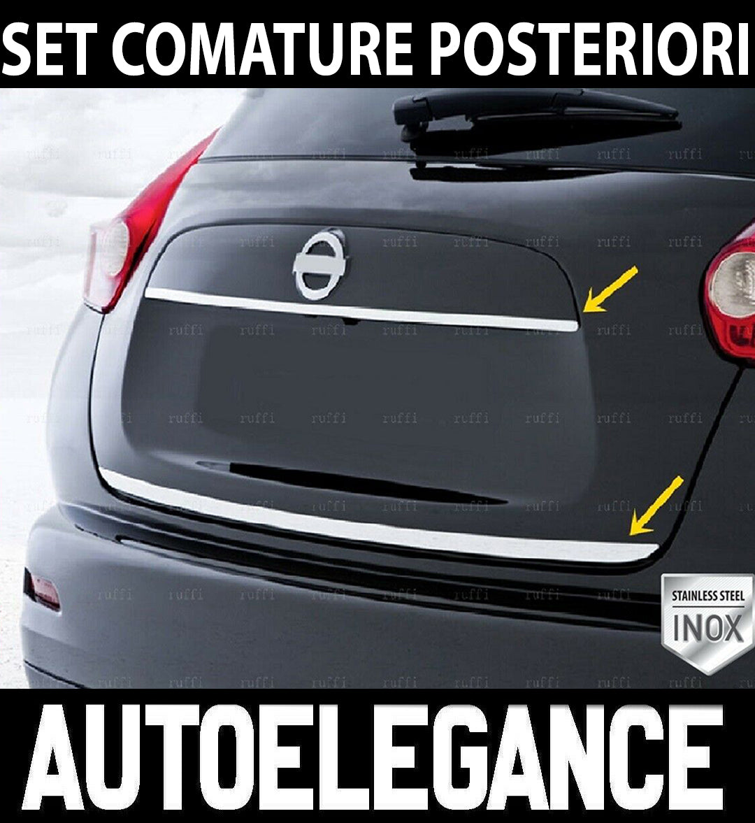 NISSAN JUKE 2010-2017 SET MODANATURE POSTERIORI ACCIAIO INOX CROMATO
