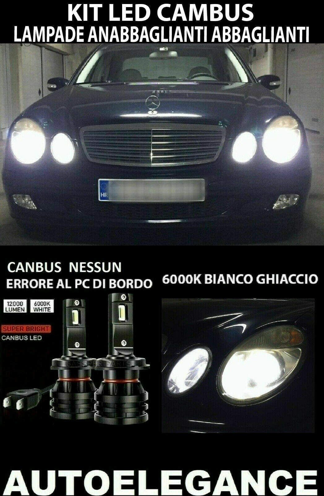 MERCEDES E CLASS W211 LOW BEAM HIGH BEAM LED 16.000LM CAMBUS 0032