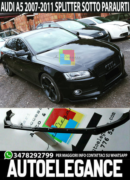 SPLITTER FOR AUDI A5 BLADE UNDER FRONT BUMPER IN GLOSSY BLACK ABS