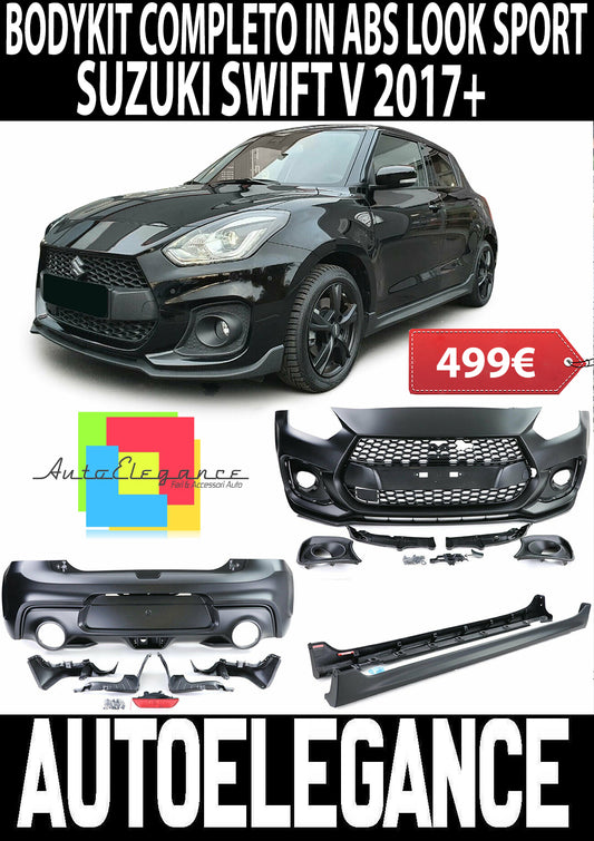 BODYKIT SUZUKI SWIFT V 2017+ PARAURTI ANTERIORE POSTERIORE MINIGONNE SPORT LOOK AUTOELEGANCERICAMBI