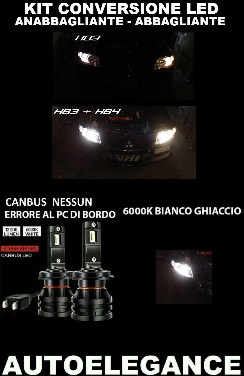 MITSUBISHI EVO VIII LOW BEAM HIGH BEAM LED 16.000LM CAMBUS 0032