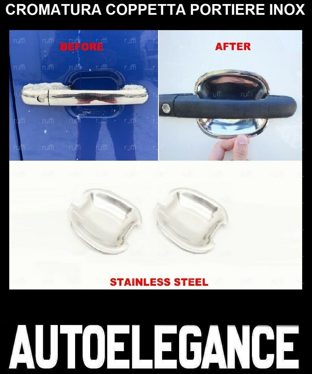 CROMATURA COPPETTA 2 PORTE MERCEDES VITO W638 1996-2003 INOX ADESIVO 0032 AUTOELEGANCERICAMBI