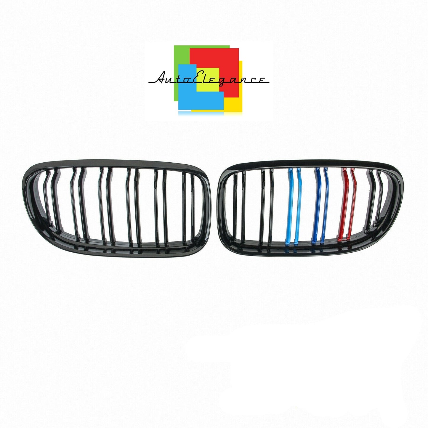MUSTACHE GRILLE 3 SERIES E90 E91 2008 - 2012 M LOOK 3 COLORS DOUBLE KIDNEY GLOSSY BLACK NEWS