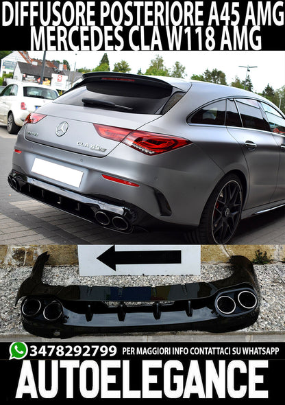 MERCEDES CLA X118 SHOOTING BRAKE DIFFUSORE POSTERIORE + TERMINALI NERI AMG A45
